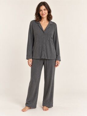 Cozy Ribbed Gray Women's Knit Pajama Set